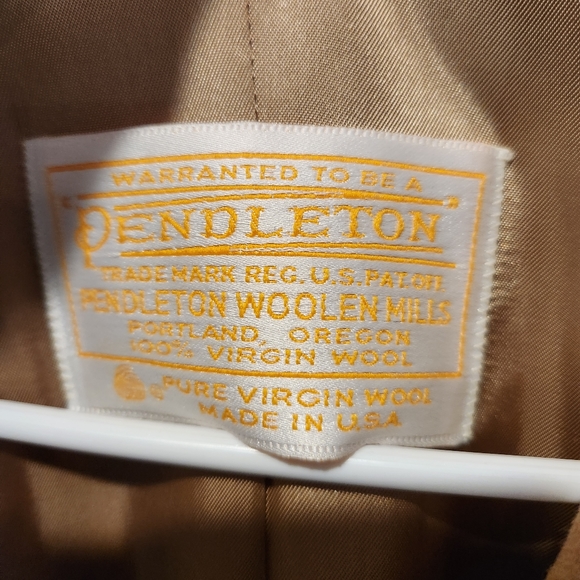 Vintage 80s Carmel Brown Pendleton USA Made Size 8 100% Virgin Wool TrenchCoat - Picture 9 of 10